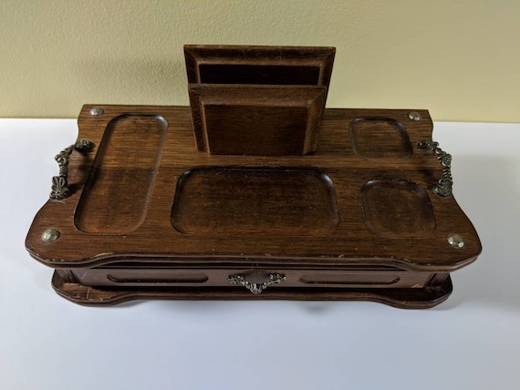 Wooden Jewelry Box Dresser Caddy Yellow Velvet Lining Unisex Etsy