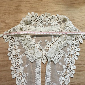 Off White  Cotton Tulle Lace Collar Applique, Embroidered Floral  Lace Appliques C27