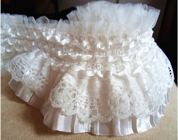 3.14 Inches Double Layer Ruffle Lace Trim Satin & Lace Trim - Etsy
