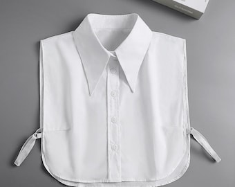 Oxford Cotton Collar Dicky, Half Shirt Dicky with Big Pointed Collar F169