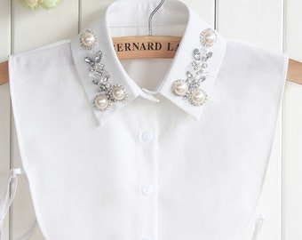 Beaded Detachable Half Shirt Chiffon Collar c11