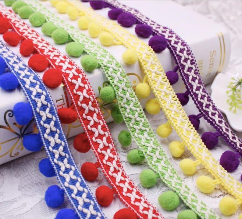 8 yards Pom Pom Bobble Fringe Trim Sewing Ball Fringe Trim Etsy