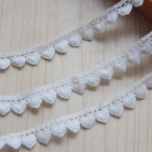 White Cotton Edging Lace Trim, Love Heart Lace Trim for DIY Craft & Sewing, Home Decor F38