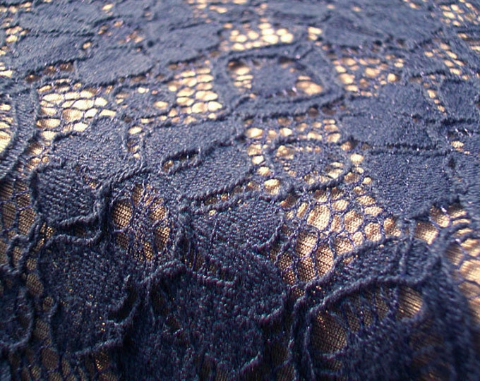 59 Inches Navy Blue Lace Fabric by the Yard Wholeslae Fabric 3 1/4