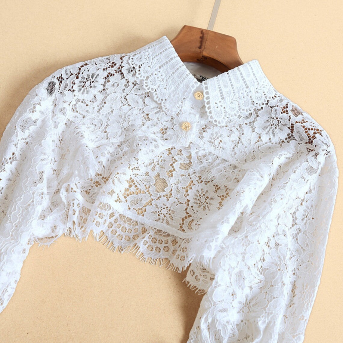 Detachable Long Sleeve Lace Dickies Crop Top Style Mock Shirt - Etsy