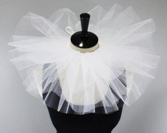 Ruffled Tulle Neck Collar for Costume, Photography in White Black f81