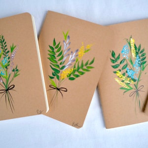 Diario Kraft dipinto a mano, regalo floreale, mini taccuino