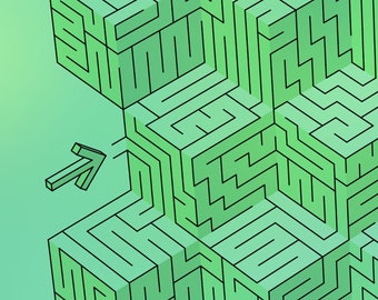 Labirinto di Cube City! PDF stampabile, labirinto a pagina intera