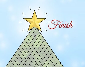 Labirinto dell'albero di Natale! PDF stampabile, labirinto a pagina intera