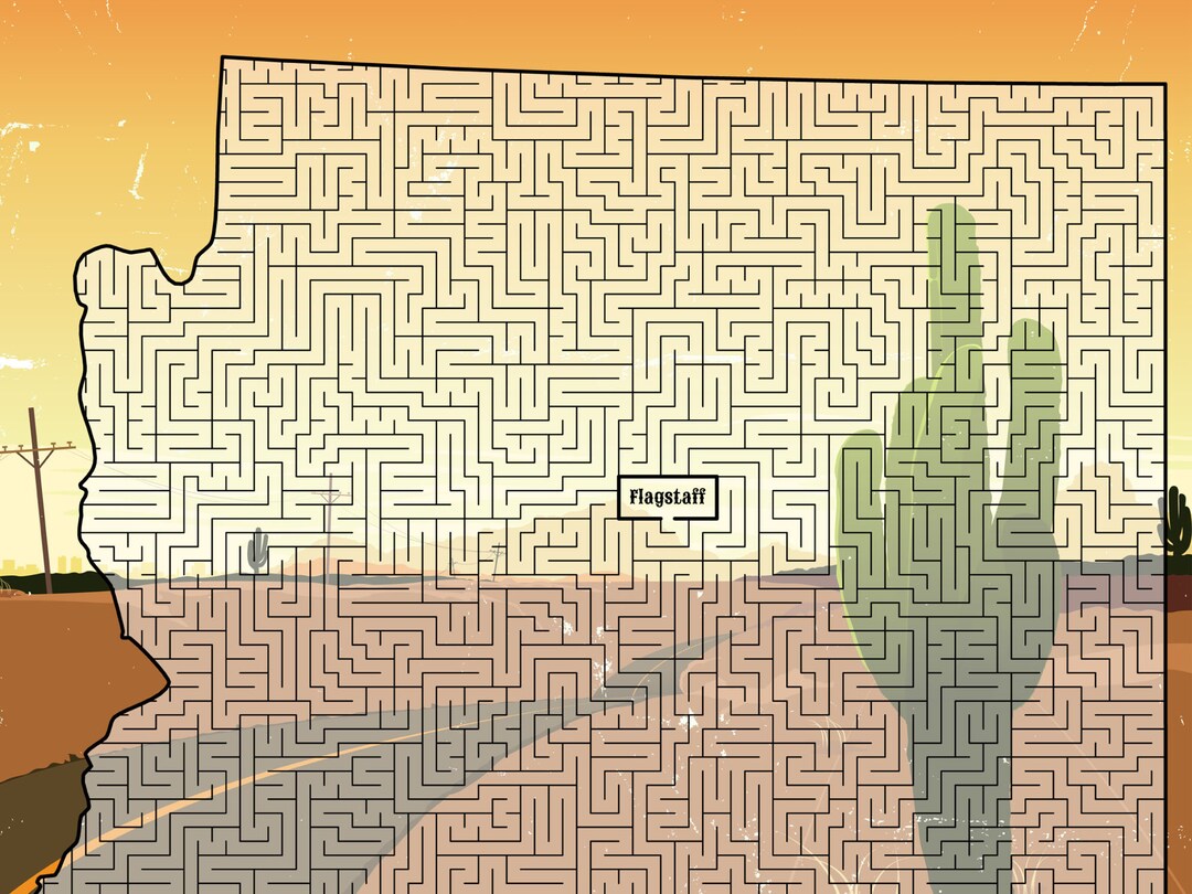 Arizona Maze, Printable PDF, Full-page Maze, Challenging! - Etsy
