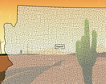 Arizona Maze, PDF stampabile, labirinto a pagina intera, impegnativo!