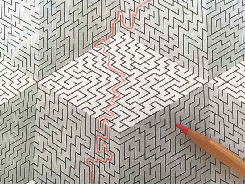 3D Illusion Maze, Printable PDF, Full-page Maze, Challenging - Etsy