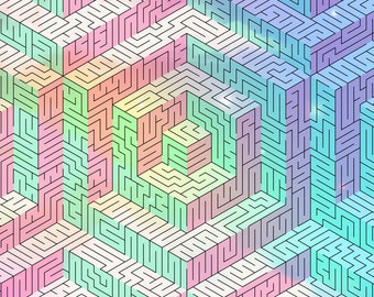Labirinto di cubi pazzi! PDF stampabile, labirinto a pagina intera