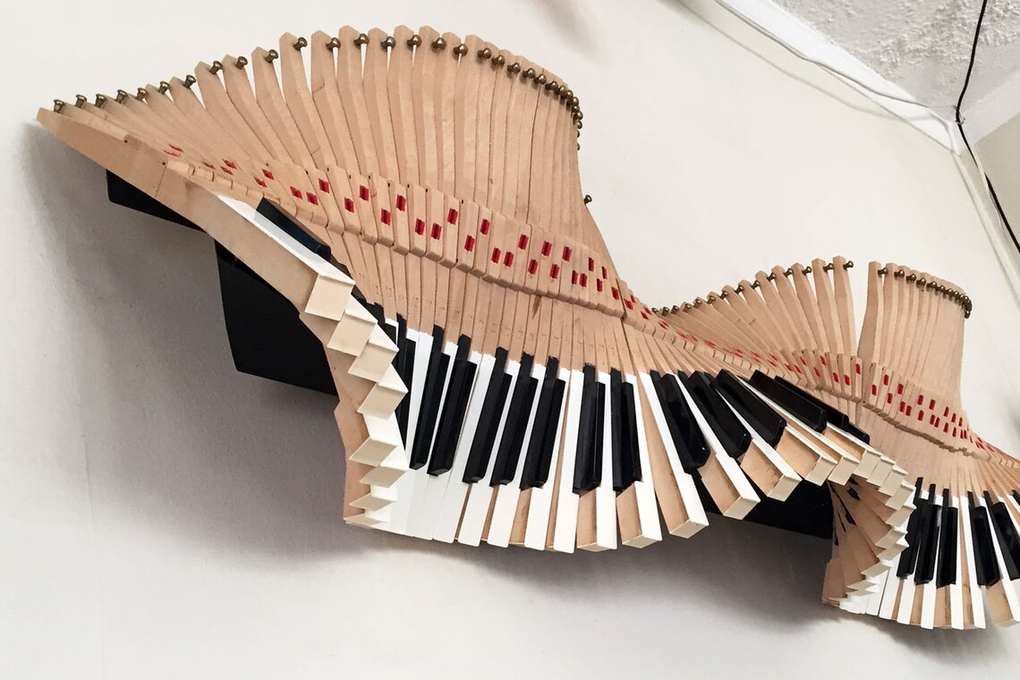 Sound Wave an upcycled piano key wall sculpture Etsy