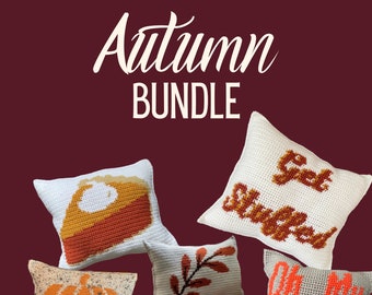CROCHET PATTERN BUNDLE- Autumn Crochet Pattern Bundle, 5 Crochet Patterns, Fall Crochet Pillow Patterns