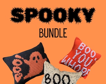 CROCHET PATTERN BUNDLE- Spooky bundle- 3 halloween crochet pillow patterns