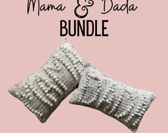 CROCHET PATTERN BUNDLE- Mama & Dada crochet pillow patterns, 2 crochet pillow pattern bundle