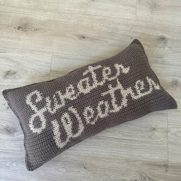CROCHET PATTERN- Sweater Weather Crochet Pillow, Fall Autumn Crochet Pillow