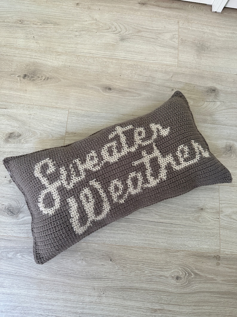 CROCHET PATTERN Sweater Weather Crochet Pillow, Fall Autumn Crochet Pillow image 1