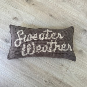 CROCHET PATTERN Sweater Weather Crochet Pillow, Fall Autumn Crochet Pillow image 2