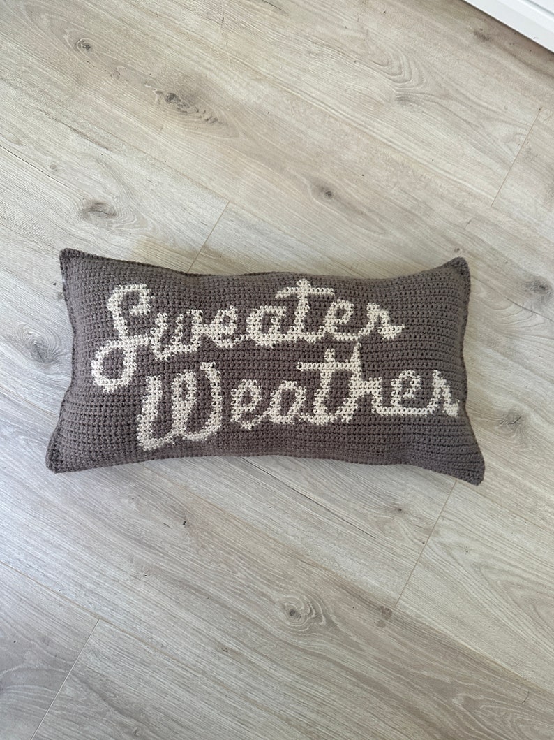 CROCHET PATTERN Sweater Weather Crochet Pillow, Fall Autumn Crochet Pillow image 2