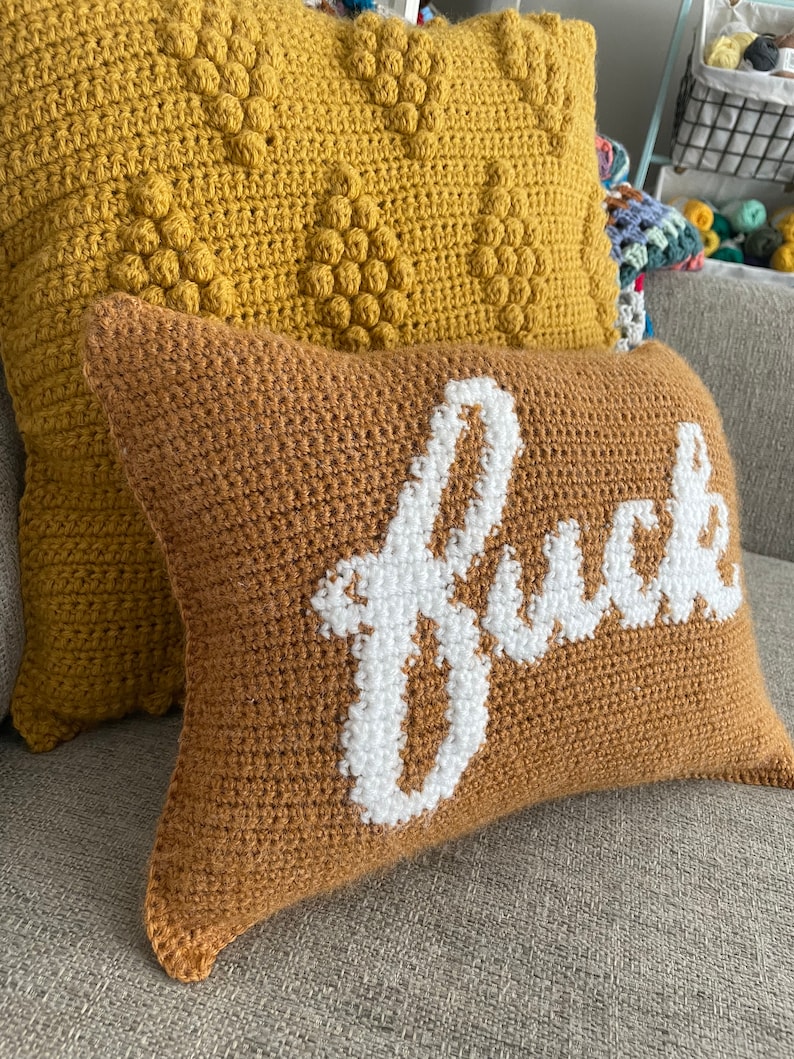 Curse Word Crochet Pillow Pattern – Colorwork Design (PDF Pattern) image 4