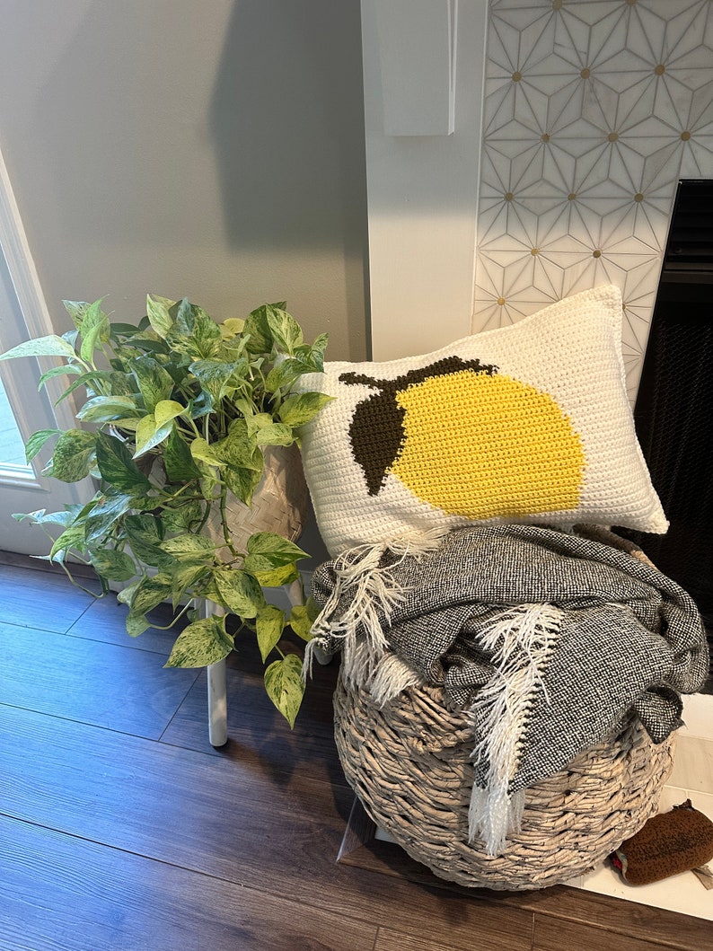 CROCHET PILLOW PATTERN Lovely Lemon Crochet Pillow image 6