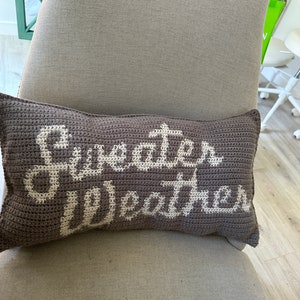 CROCHET PATTERN Sweater Weather Crochet Pillow, Fall Autumn Crochet Pillow image 5