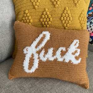 Curse Word Crochet Pillow Pattern – Colorwork Design (PDF Pattern) image 1