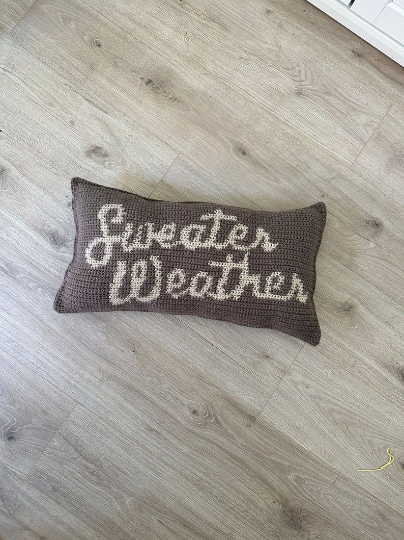 CROCHET PATTERN Sweater Weather Crochet Pillow, Fall Autumn Crochet Pillow image 6