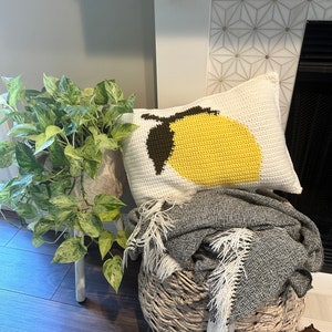 CROCHET PILLOW PATTERN Lovely Lemon Crochet Pillow image 1