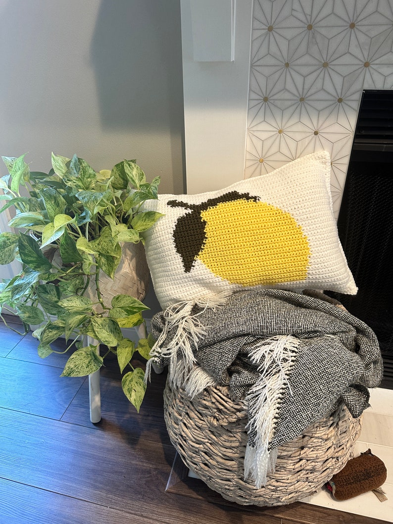 CROCHET PILLOW PATTERN Lovely Lemon Crochet Pillow image 1