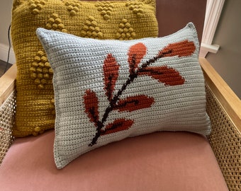 CROCHET PILLOW PATTERN- Fall Leaves, Fall Crochet Pillow, Autumn Pillow