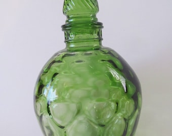 Green Wheaton Glass Green Glass Decanter in Honeycomb Pattern with Swirl Stopper Emerald green glass decanters Liquor Decanters Barware