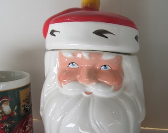 Santa Claus Cookie Jar Santa Clause Cookie Jar Holiday Cookies Vintage Santa cookie Jar Vintage Holiday Decor Santa Cookies