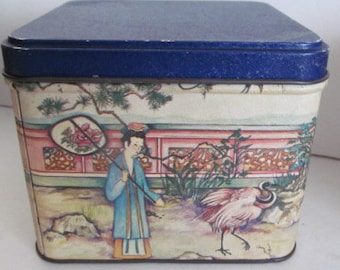 Japan Decor Oriental Tea Tins  Rustic Tea Tin Asian Tea Collectible Tins Stash Box Button Box Geisha Girl Pink Flamingo Japanese Wabi Sabi