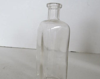 Antique Clear Glass bottle Potion Pharmaceutical Bottle, Rustic Antique Prescription Druggist Drug Store antique pharmacy Bottles