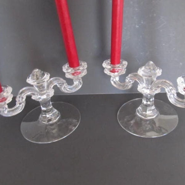 Centerpiece pr Art Deco Candle Holders Depression Glass Candle Stick Holders Glass Taper Candle EAPG Glass Buffet Table Candlestick Holders