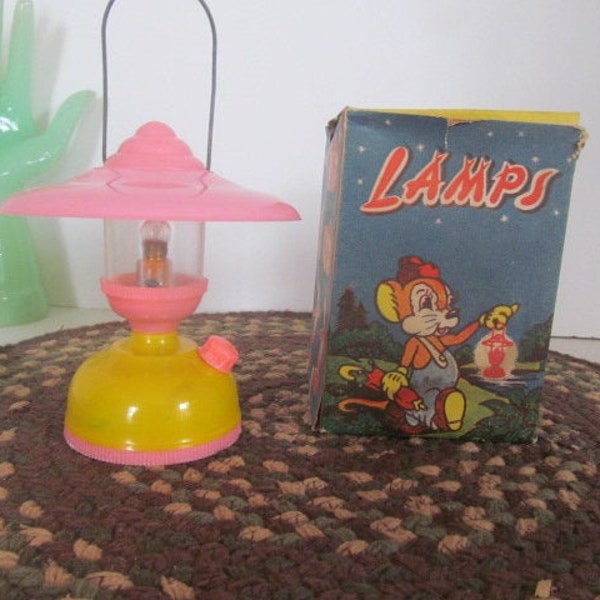 Kids Plastic Lamp  Pink and Yellow Children's Lantern - Battery Operated Kids Light Vintage Childrens battery operated toys Lanterns camping