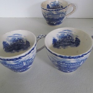 Lovely Pair Blue Transferware Tea Cups - Blue and White Tea Cups ...