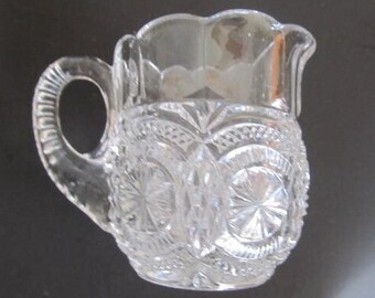 E.A.P.G. Creamer, Early American Pressed Glass, Cut Glass Design,  Clear Glass Creamer,  Antique Glassware Victorian Era Antiques