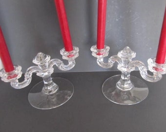 Centerpiece pr Art Deco Candle Holders Depression Glass Candle Stick Holders Glass Taper Candle EAPG Glass Buffet Table Candlestick Holders