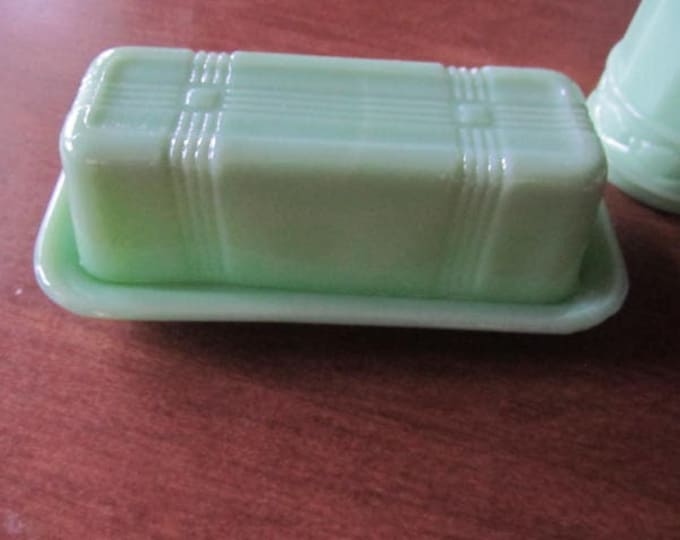 Farmhouse Jadeite Butter Dish Cover Butter Stick Dish Jadeite Light