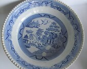 Large Staffordshire Blue Willow Bowl Antique Blue Willow Transferware Serving Bowl Blue Transferware Large Vegetable Bowl Blue Staffordshire