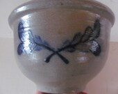Flow Blue Crock Mixing Bowl Salt Glazed Bowls Blue Crockery Bowls Stoneware Bowls Rowe Pottery Works Stoneware Bowls Brush stroke Blue