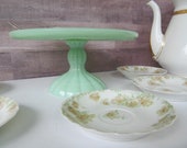 Pedestal Jadeite Cake Stand Plates Cupcake Stands Cupcake Pedestal Cake Plate Jadeite Green Glass Jadeite Kitchen Decor 90s Repro Jadeite
