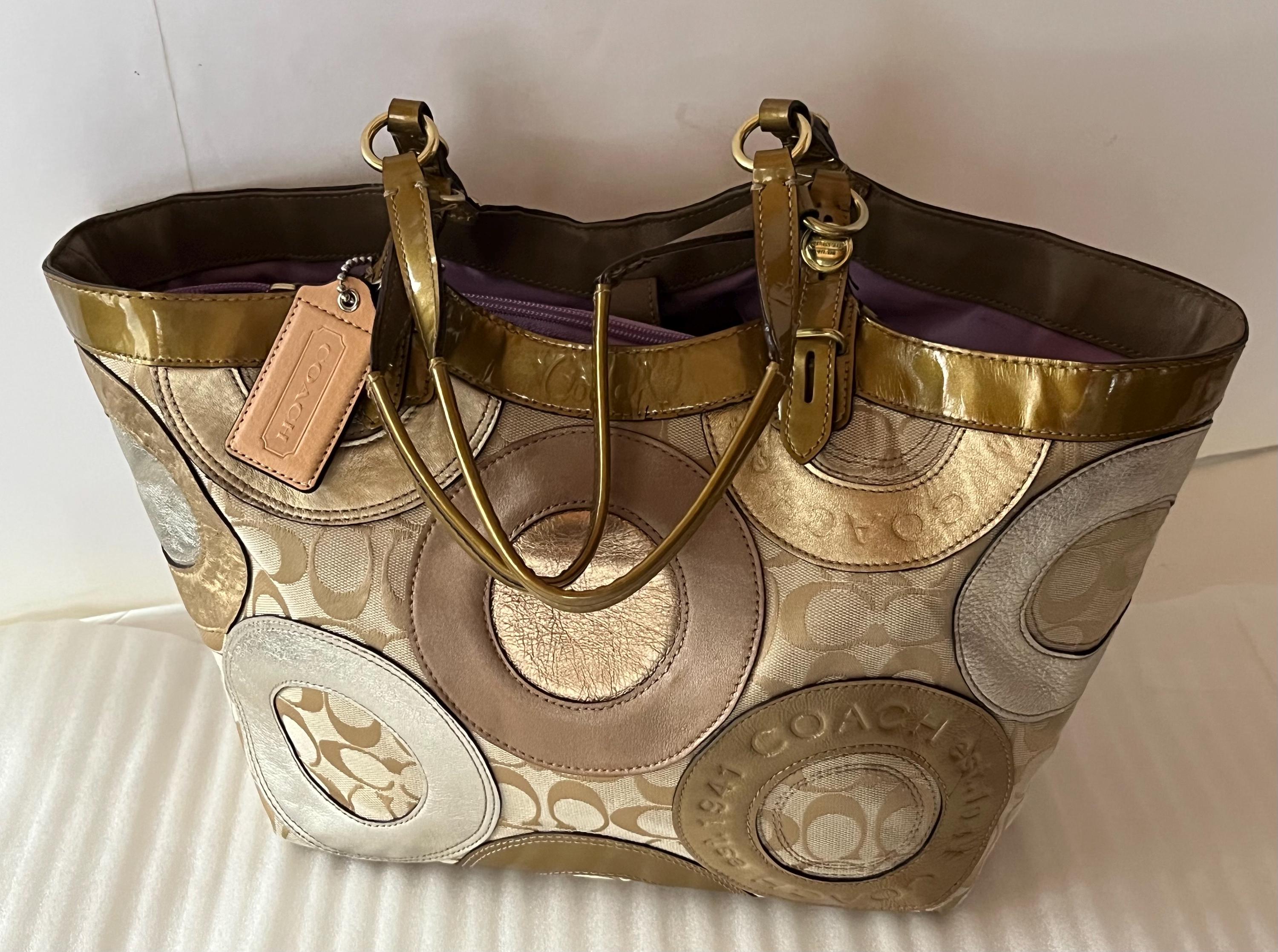 バッグ Coach Patchwork Signature Tote Handbag Coach Patchwork Signature C Tote Bag Multicolor Suede