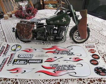 Harley Davidson Decals Stickers 1995 Buddy L Flames Thunder Rider Harley Davidson Stickers Harley Gas Tank Front and Rear Fenders