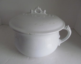 Johnson Bros England White Ironstone Chamber Pot Antique White Ironstone Johnson Brothers English Ironstone Country Farmhouse Bedroom Decor