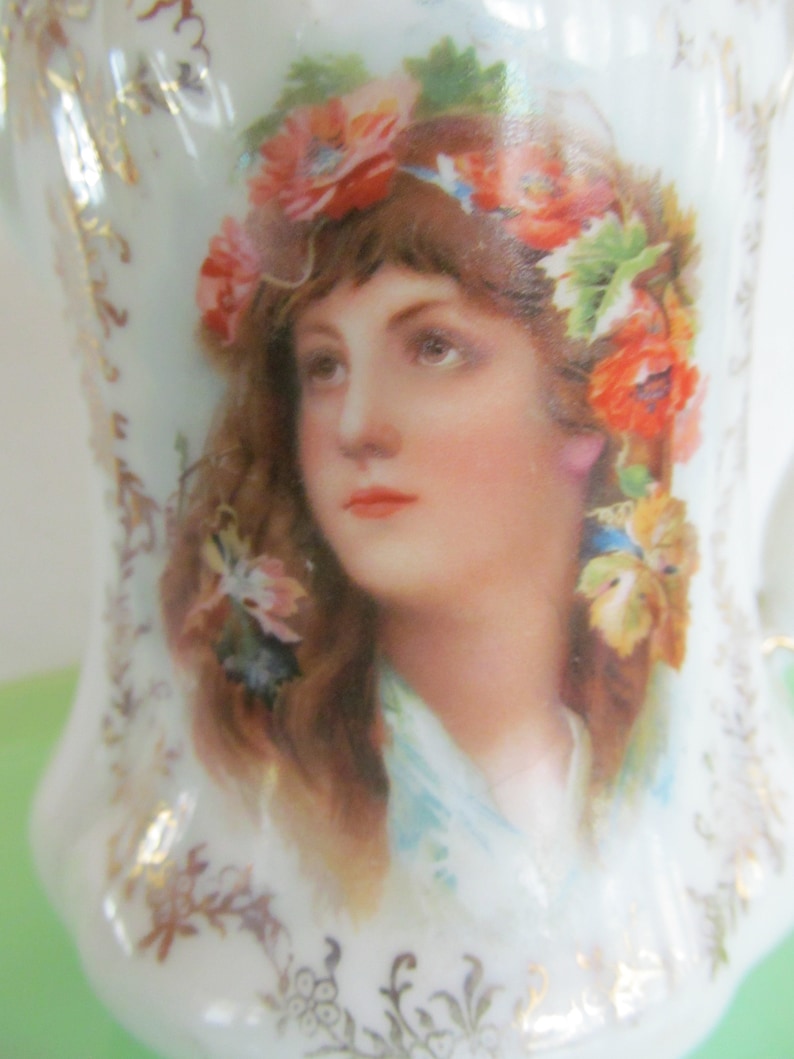 Lovely Lady Portrait Pitcher Lady Portrait Creamer Bavaria Portrait Plate Sweet Cream Pitcher Germany